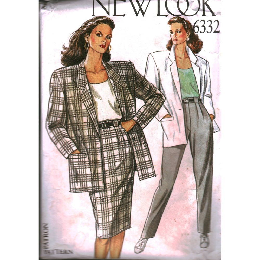 Vintage New Look 6332 Sewing Pattern Womens Blazer Jacket Skirt Trousers Sz 8-14